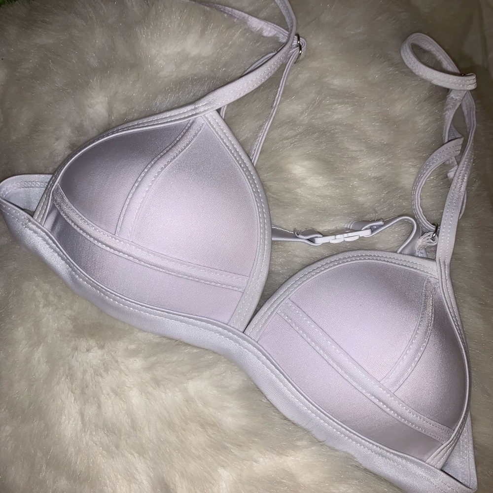 Mock Triangl White Bikini Top
